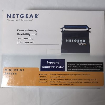 NETGEAR PS101 Mini Print Server Parallel to Ethernet 10/100Mbps