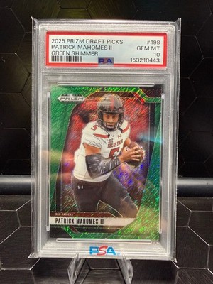 2025 Panini Prizm Draft Picks Patrick Mahomes Green Shimmer PSA 10