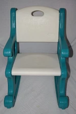 Vintage Little Tikes Tykes Kid Child Size Aqua White Rocking Chair GUC