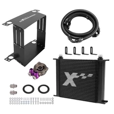 Universal Transmission Oil Cooler 30 Row 10AN Aluminum Black w/ Air Guide Kit