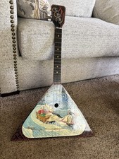 Russian Balalaika 3-string Triangle Mandolin W/ Sleigh Scene