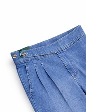Tom Ford Style Medium Blue Denim 34 W Sartorial Pleated Trouser Pants