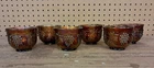 Vintage Grape & Cable Pattern Golden Amethyst Carnival Glass Punch Cups Set of 6