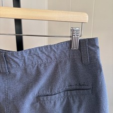 Travis Mathew Blue Gray Plaid Flat Front Performance Chino Golf Short Men 30x11