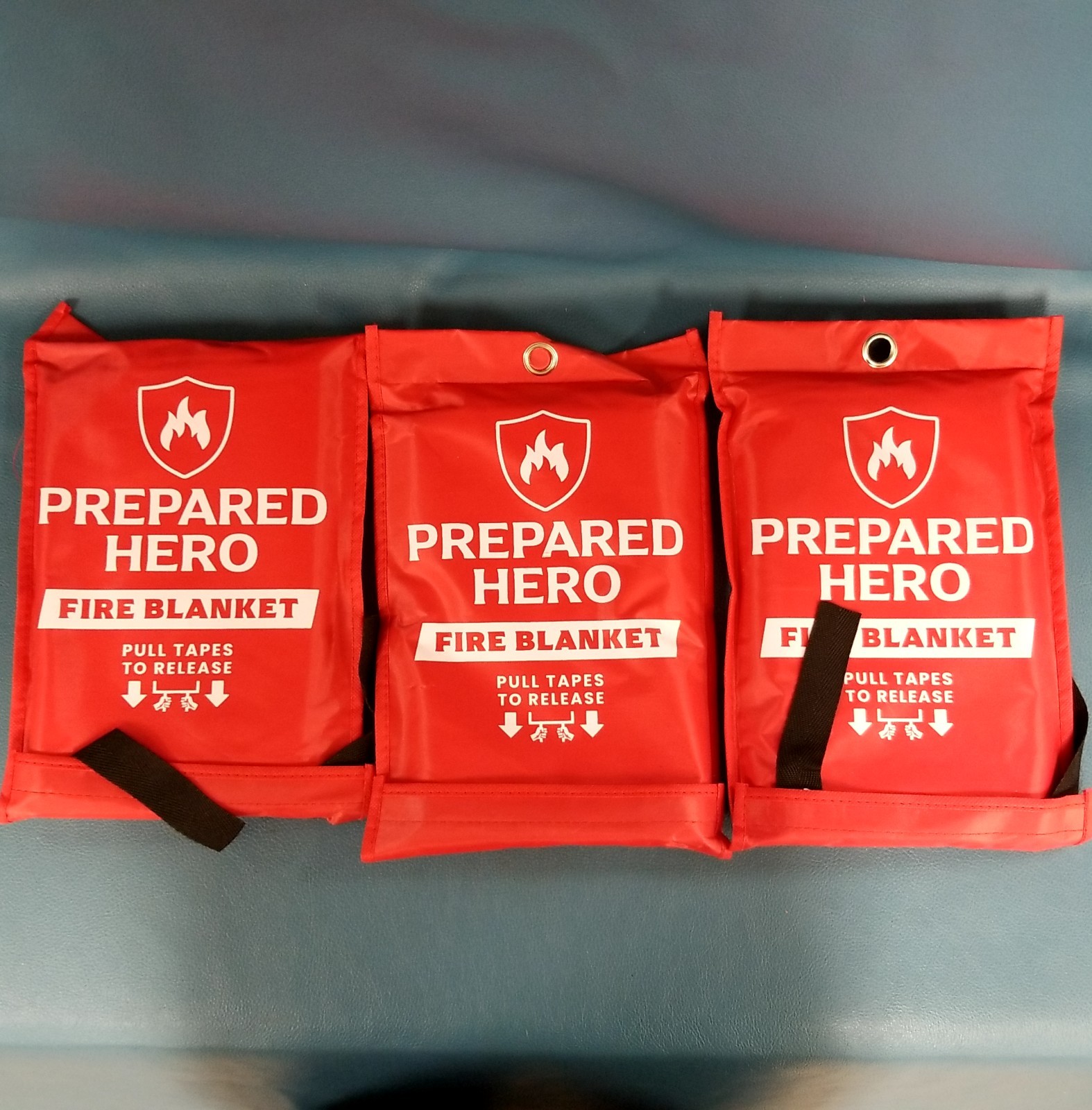 3 Prepared Hero Fire Blanket In Pouches 39" x 39" 2019