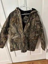 RealTree Men's Camo Lined Coat size XL (46-48) zip, pockets, hood VGUC