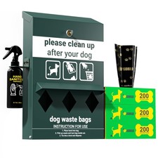 Original Glow in the Dark Dog Poop Station Outdoor - Triple Storage Pet Waste...