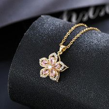 Flower Necklace for Women Gold Dainty Crystal Blossom Pendant Adjustable Choker
