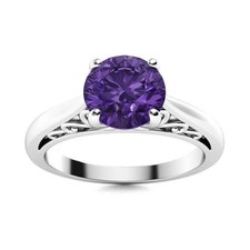 Natural Amethyst 925 Sterling Silver Engagement New Solitaire Birthday Ring