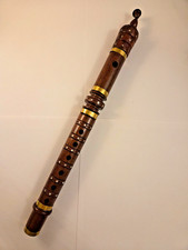 Vintage Nepalese Style Wooden Flute Brass Ban...