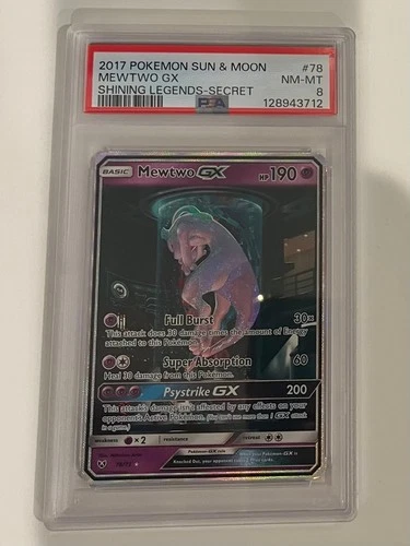 PSA 8 - 2017 POKEMON SUN & MOON SHINING LEGENDS SECRET #78 MEWTWO GX
