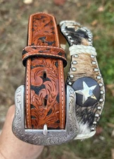 Ranger Belt Co WB2464 Hand Tooled Leather Sz 45