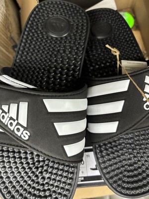 adidas Adissage Slide - Black/White, US 13 for sale online  display picture 1