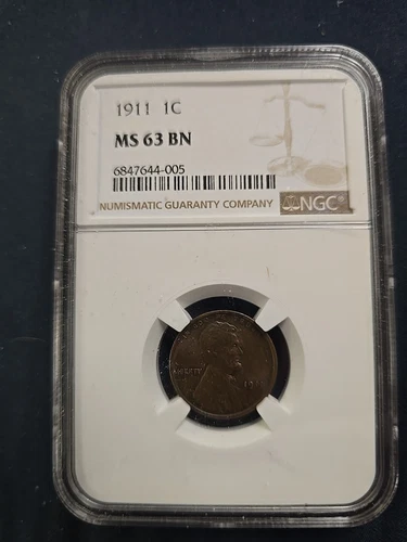 1911  Lincoln Wheat Cent 1C Penny NGC MS63BN MS63 BN Brown