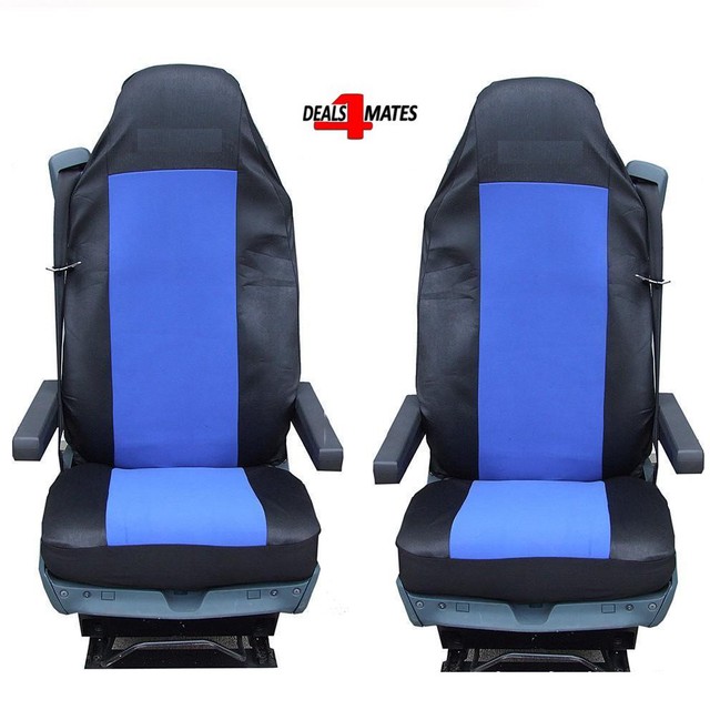 2X BLUE FABRIC TAILORED SEAT COVERS FOR VOLVO TRUCKS FH12 FH 16 FL FM