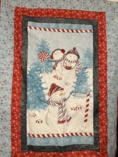 Cottage Core New Homemade Winter snowman quilt  44x83
