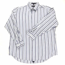 Tommy Hilfiger The Lifetime Collar Mens Blue Striped Large Button Down Shirt