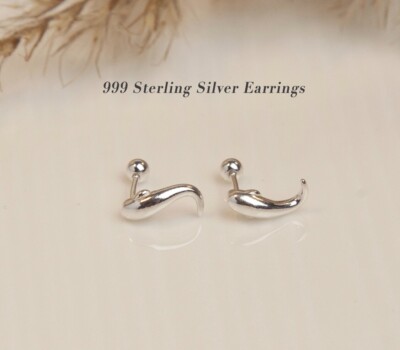 Sterling Silber Koi Fisch Ohrstecker, S999 Silber Schraubverschluss Fisch Ohrringe