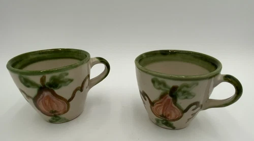 2 Vintage John B. Taylor USA Soup Cups Harvest Pear Louisville Stoneware
