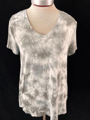 Philosophy stretch top size M short sleeve V neck gray tie dye