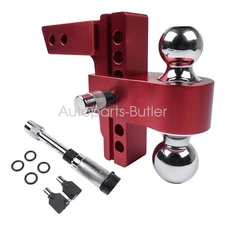 Adjustable Red Trailer Hitch Fits 2" Receiver 6" Drop/Rise Drop Hitch Aluminum