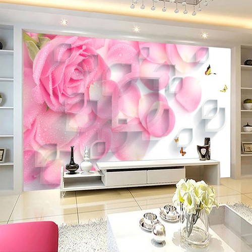 3D Pink Petals K7158 Wallpaper Mural Self-adhesive Removable Sticker Panda - Picture 2 of 11