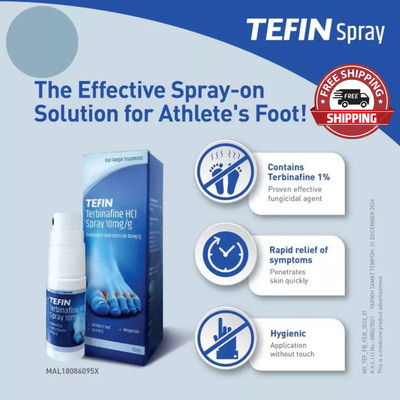 3x Tefin Terbinafine HCI Spray Fungal Treatment 10mg/g 15ml Free Shipping