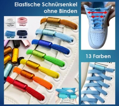 Elastische Schnürsenkel Schuhbänder mit Schnellverschluss flach ohne Binden   