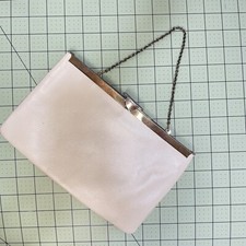 Vintage Etra Leather Clutch Envelope Handbag with Chain Handle   Beige