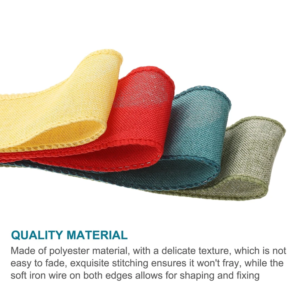 Fita de borda com fio 1-1/2 polegadas largura x 10 jardas estopa fita com fio vermelho escuro - Imagem 3 de 4