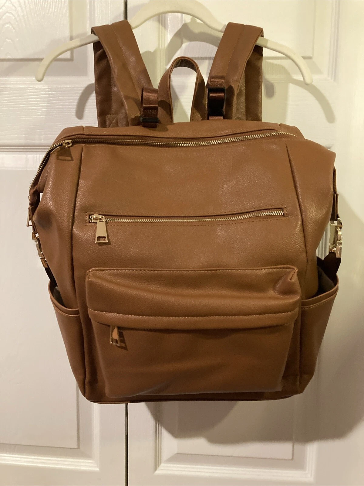 Omanmoli Diaper Bag Backpack Vegan Leather Baby Travel Bag w/ Changing Pad