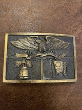 Great Symbols of our American Heritage belt buckle Eagle Flag Bell Bicentennial