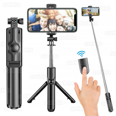 Smartphone Selfie Stick Bluetooth Stativ Teleskop Stange Fernbedienung Handy DHL