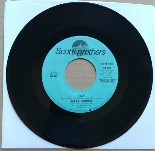 MARK HOLDEN Stay PROMO 45 7" POP ROCK Record Vinyl Scotti Brothers Records 1979 - Picture 2 of 2