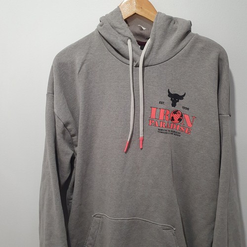 Under Armour Project Rock The Rock Mens Iron Paradise Grey Hoodie Size XL Gym - Picture 3 of 10