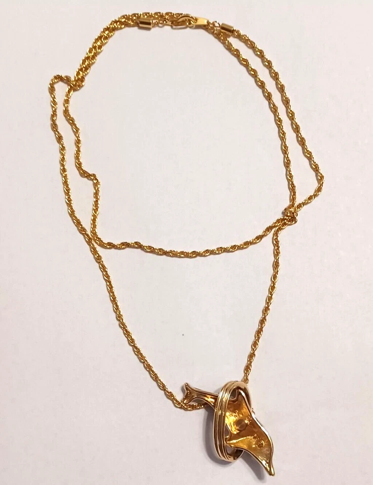 Collar Colgante Swarovski Delfín Esmalte Negro Cristales Genuinos Tono Dorado Foto 3 de 3