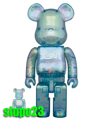 Medicom 400% + 100% Bearbrck ~ X-Girl Be@rbrck 2021 Blue Clear GID