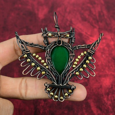Faceted Zambian Gemstone Pendant Copper Wire Wrapped Jewelry Owl Pendant