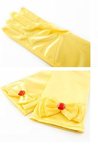 Girls Yellow Gloves Character Children 11.4 Inch Long Gloves Full Finger Mittens - Picture 2 of 2