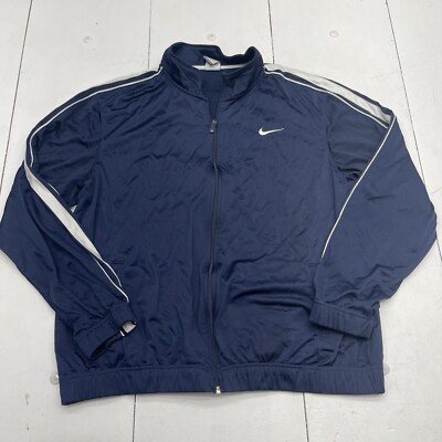 Nike Navy Blue Full Zip Satin Track Jacket Mens Size XL
