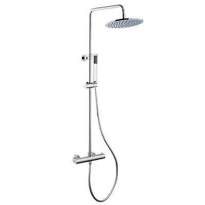 Ausgestattete Duschsäule Messing verchromt Rundbrause Thermostat