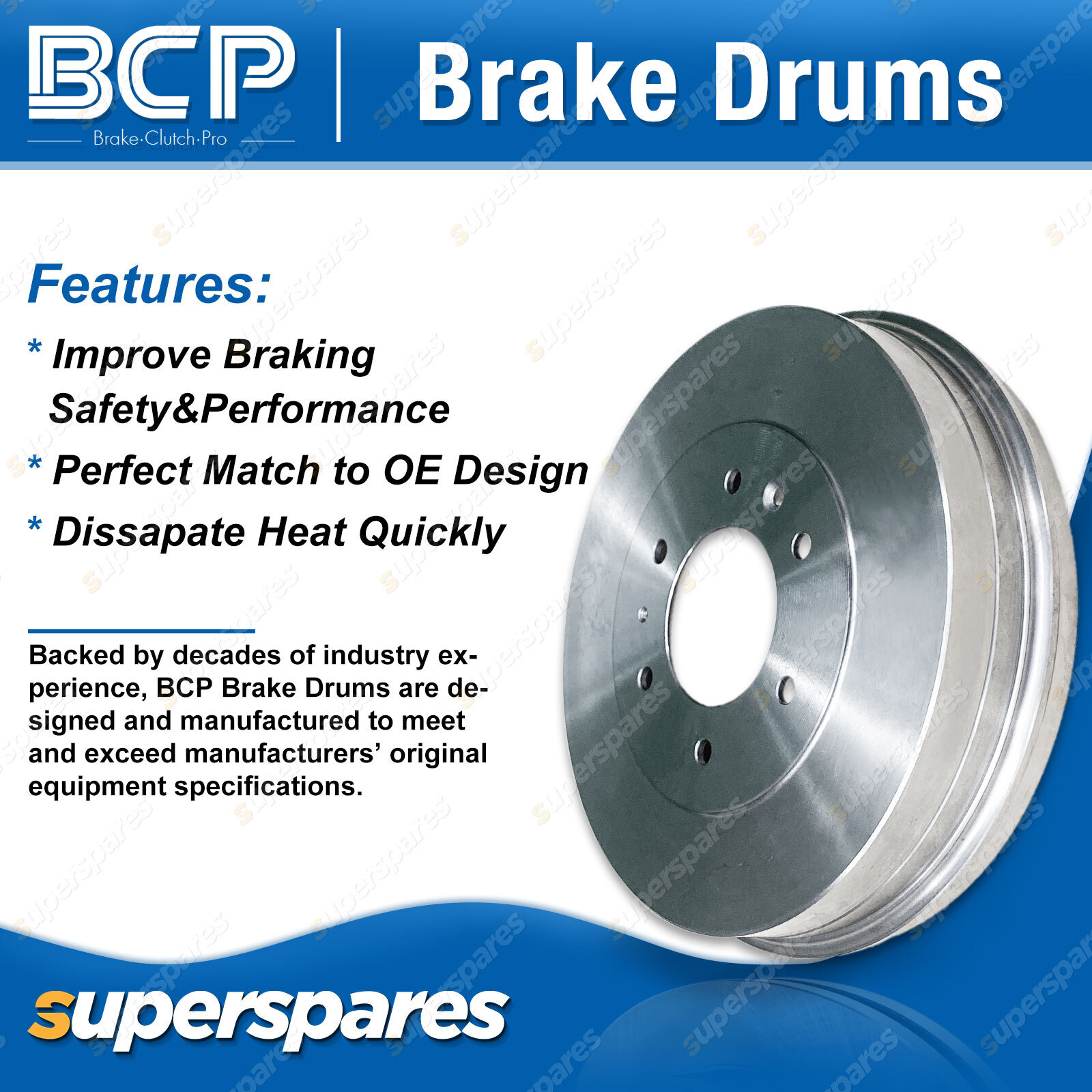 Rear BCP Brake Drums + Bosch Brake Shoes for Toyota Landcruiser FJ 40