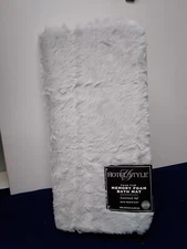 Hotel Style Faux Fur Memory Foam Bath Rug  18X27 Inches Gray