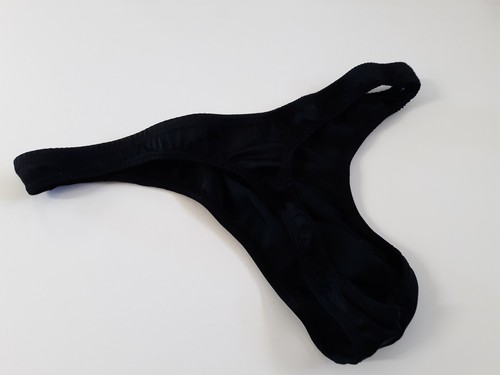 Mens Black Nylon USA Pouch Thong Handmade Custom Sizes Sexy Sleek Gear USA - Picture 3 of 3