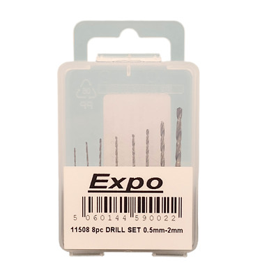 Expo 11508 Set Mit 8 HSS Mini Twist Bohrer 0.5mm-2mm