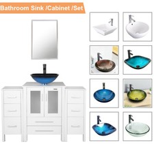 48 White Bathroom Vanity Set 2 Side Cabinet G...