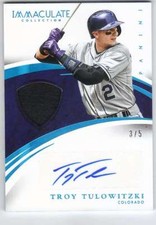 2015 Immaculate Material Prime Jersey Autograph AUTO 3/5 Troy Tulowitzki Rockies