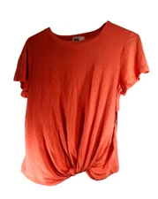 NWT-SO Short Sleeve Crew Neck Lace Back Coral  Top Small
