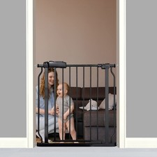 Narrow Baby Gate 29"-34" for Doorways Tension Indoor Safety Gates Black Metal...