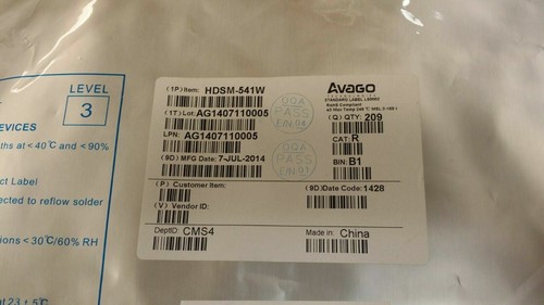 (1 PC) HDSM-541W AVAGO DISPLAY 7SEG 0.56" DBL WHITE 10-SMD ROHS - Picture 5 of 11